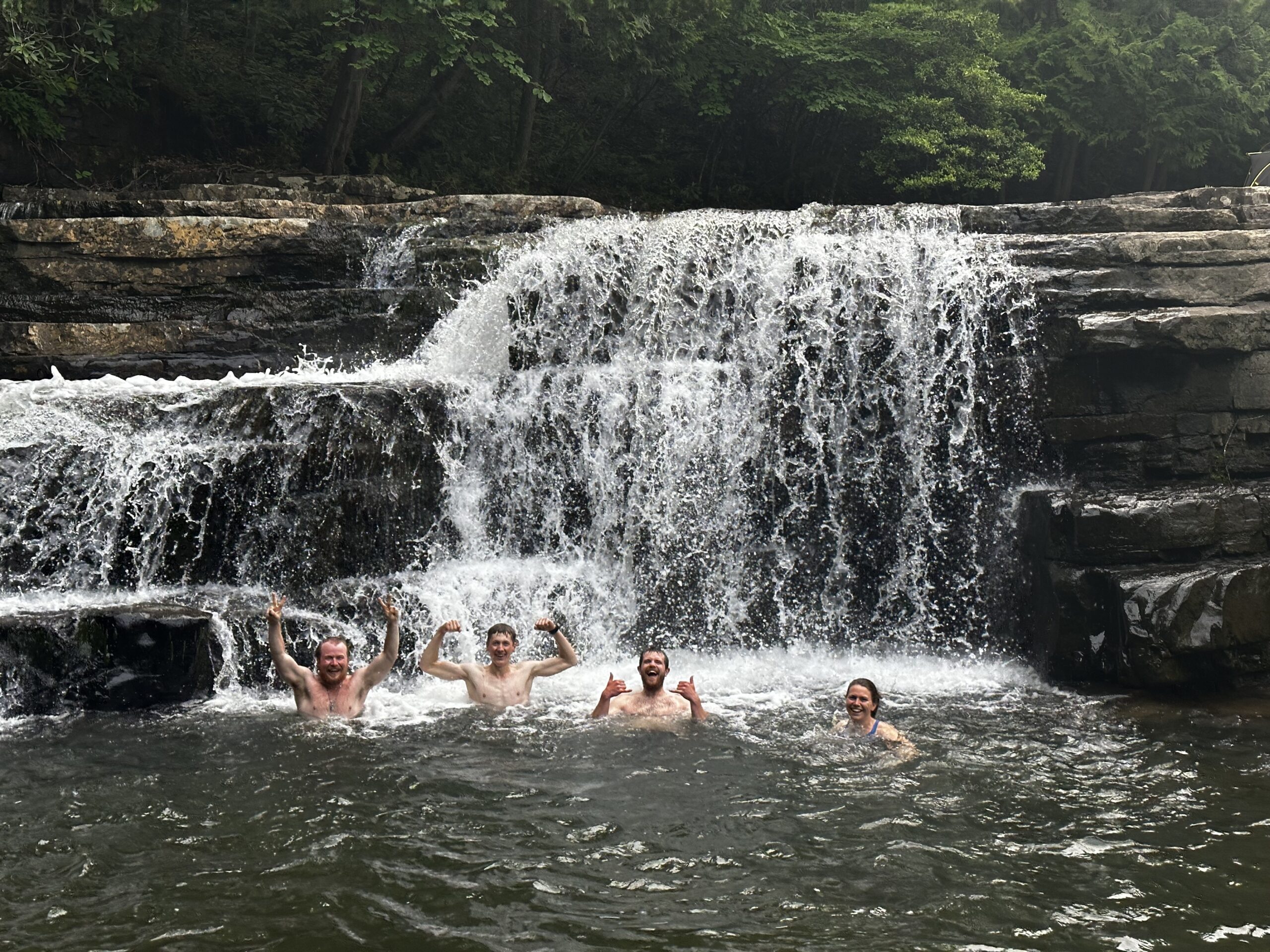 This image shows some of my tramily members and myself swimming in Dismal Falls. 